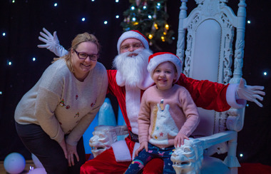 Mum and daughter with Santa