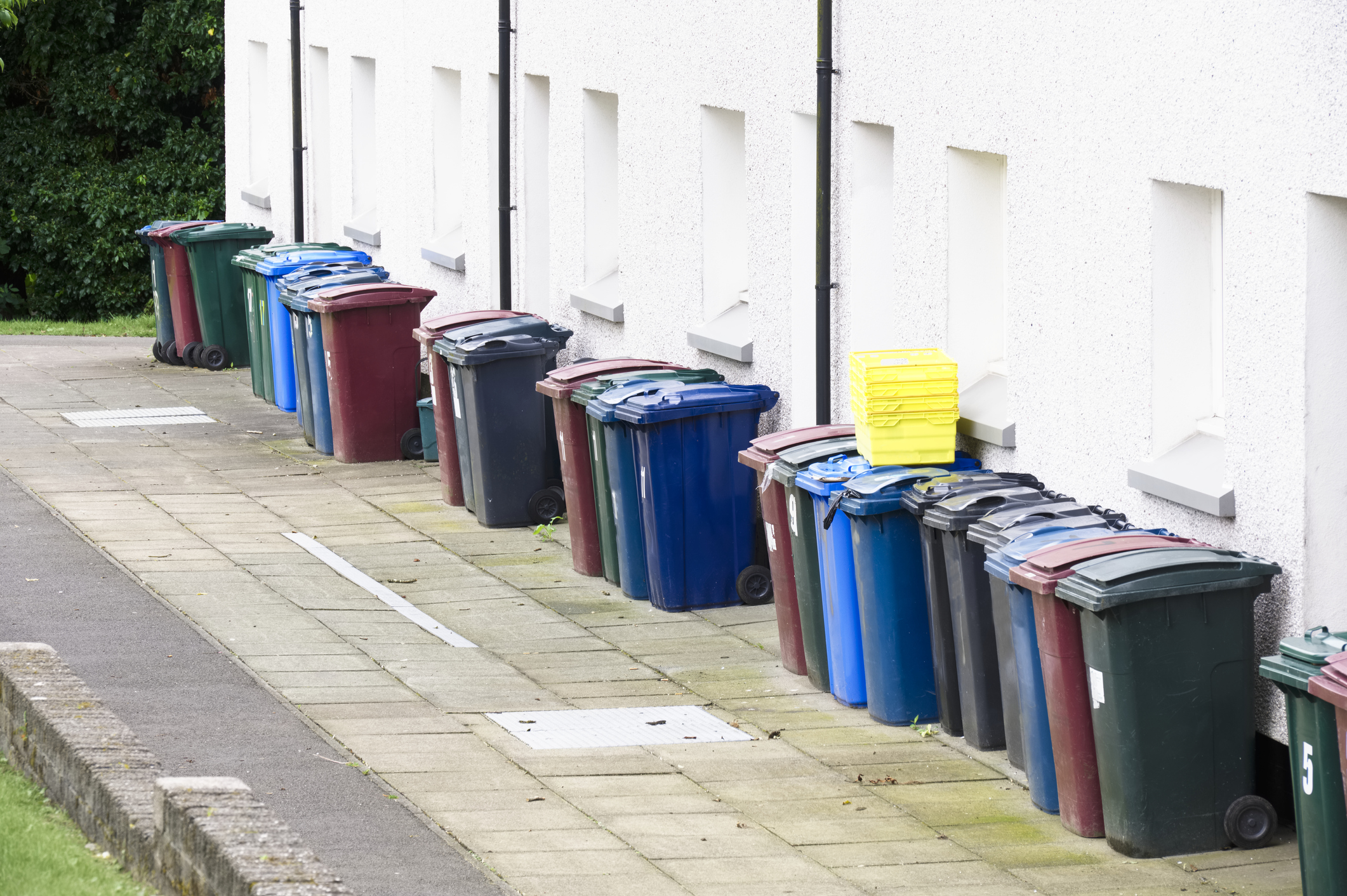 Tidy street with clean bins