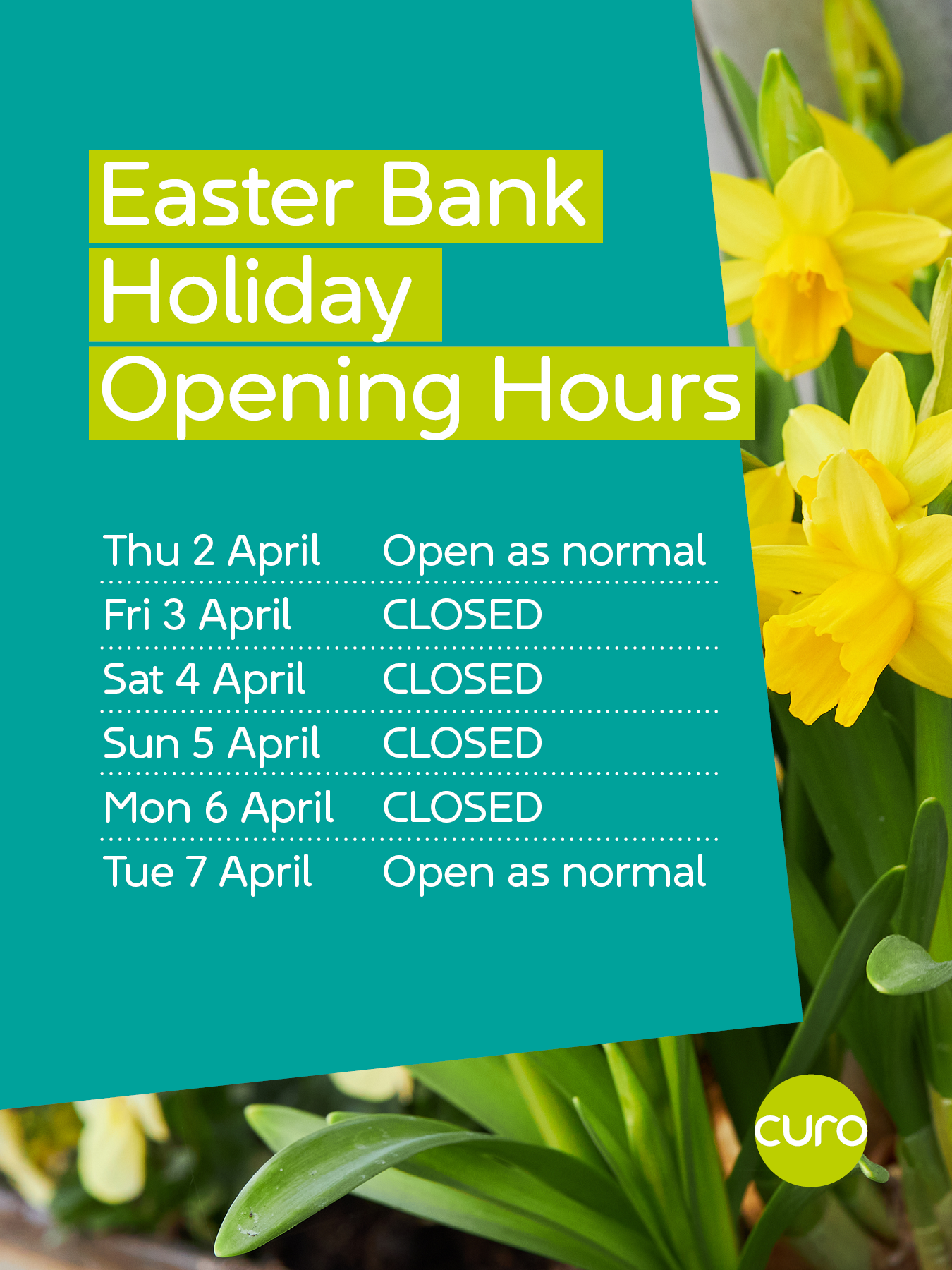 Spring Opening Hours Easter Opening Hours