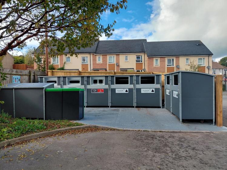 Image of the new bins and recycling pods